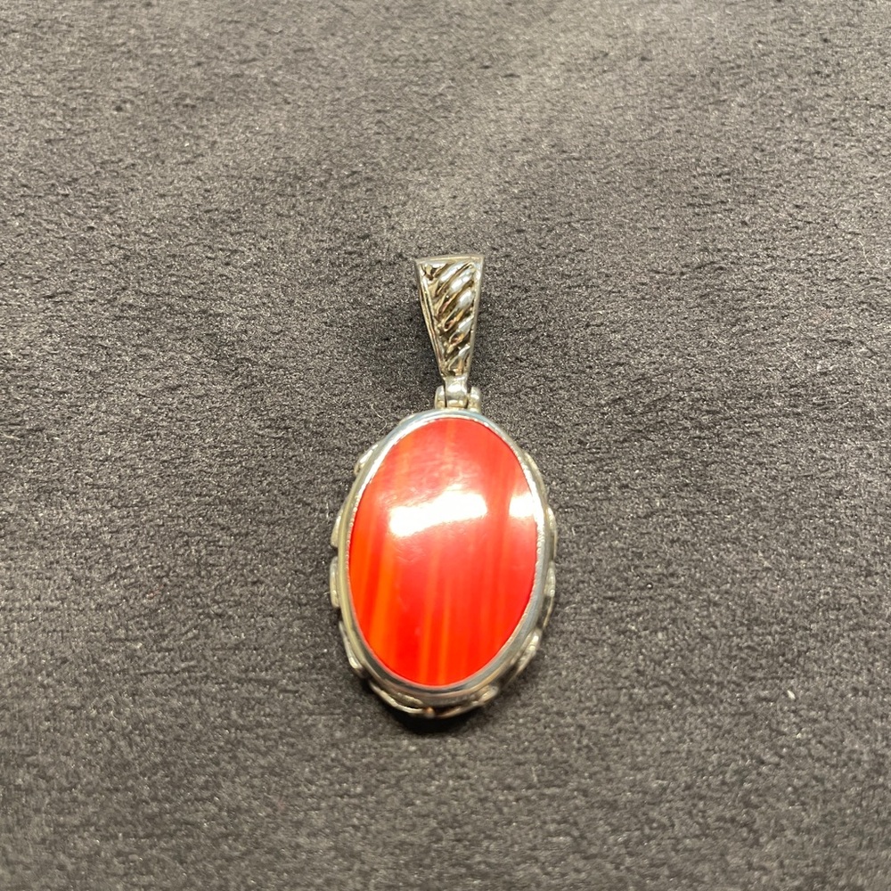 Vintage-Inspired Coral Pendant in Sterling Silver- price is firm